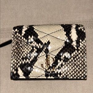 Jimmy Choo Farone Animal Print Leather Card Case Wallet NEW